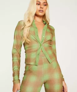 New Girl Order Tops ALL OVER PRINT CHECK SHIRT