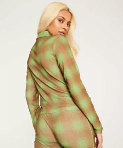 New Girl Order Tops ALL OVER PRINT CHECK SHIRT