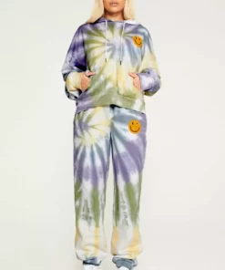 New Girl Order Tops TIE DYE HOODIE WITH CROCHET APPLIQUÉ