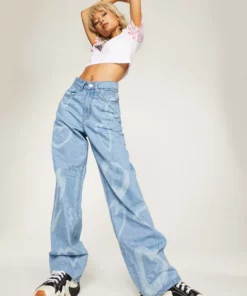 New Girl Order HEART SPRAY PAINT SKATER JEANS