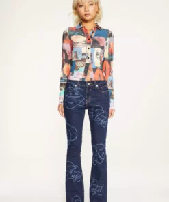 New Girl Order COLLAGE PRINT MESH PRINT SHIRT