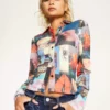 New Girl Order COLLAGE PRINT MESH PRINT SHIRT