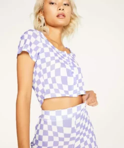 New Girl Order Tops ALL OVER PRINT WARPED POPPER PLACKET TOP