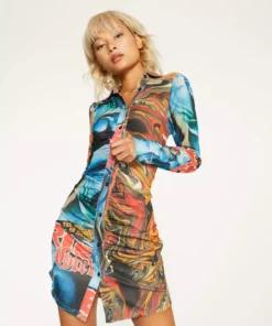 New Girl Order COMIC PRINT SHIRT DRESS Tops