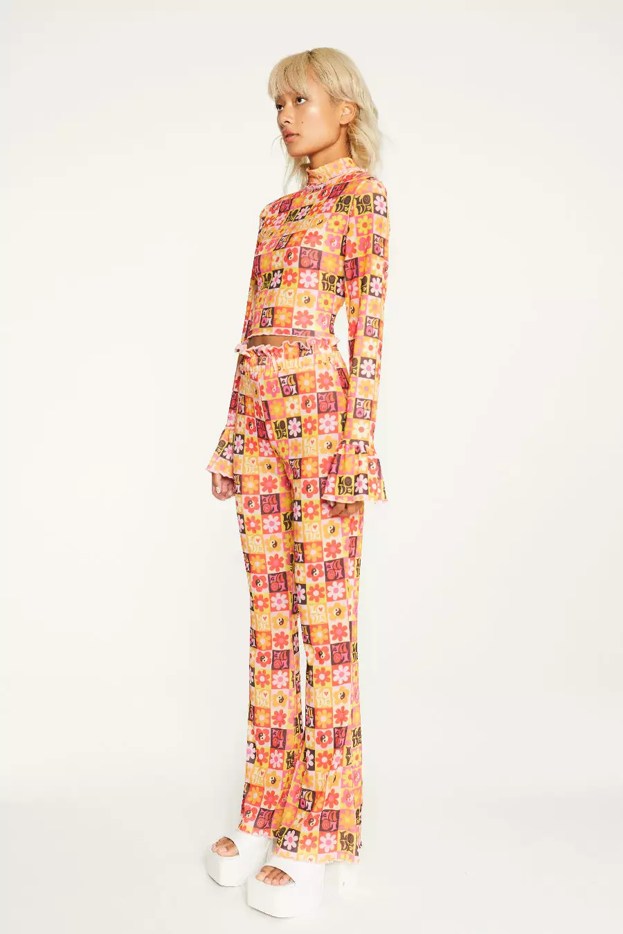 New Girl Order FLOWER PRINT LONG SLEEVE TOP Tops