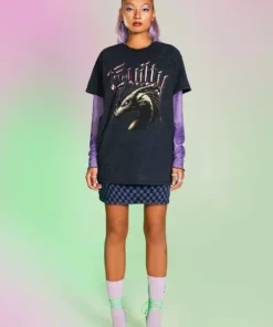 New Girl Order Tops GUILTY OVERSIZED ACID WASH TEE