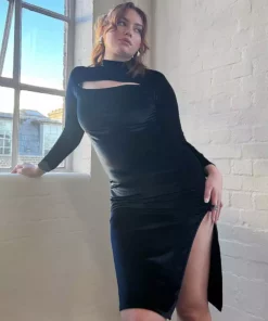 New Girl Order CUT OUT VELVET MIDI DRESS Tops