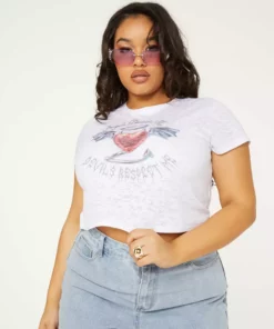 New Girl Order ANGEL DEVIL BURNOUT TOP CURVE Tops