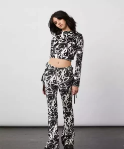 New Girl Order Tops YIN YANG VELOUR OPEN BACK TOP