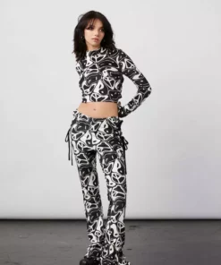 New Girl Order Tops YIN YANG VELOUR OPEN BACK TOP