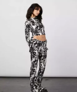 New Girl Order Tops YIN YANG VELOUR OPEN BACK TOP