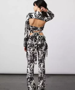 New Girl Order Tops YIN YANG VELOUR OPEN BACK TOP