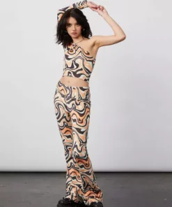 New Girl Order Tops ASYMMETRIC TRIPPY VELOUR TOP