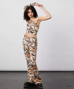 New Girl Order Tops ASYMMETRIC TRIPPY VELOUR FLARES