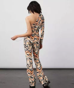 New Girl Order Tops ASYMMETRIC TRIPPY VELOUR TOP