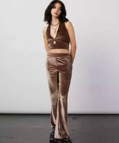 New Girl Order VELVET FLARES - MOCHA