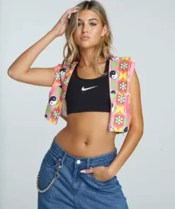 0 VELOUR YIN YANG PRINT VEST HOODIE