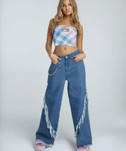 New Girl Order VELOUR CHECK TUBE TOP NEW IN