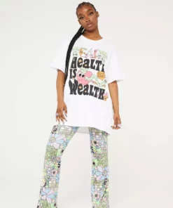 New Girl Order HEALTH IS WEALTH WHITE TEE