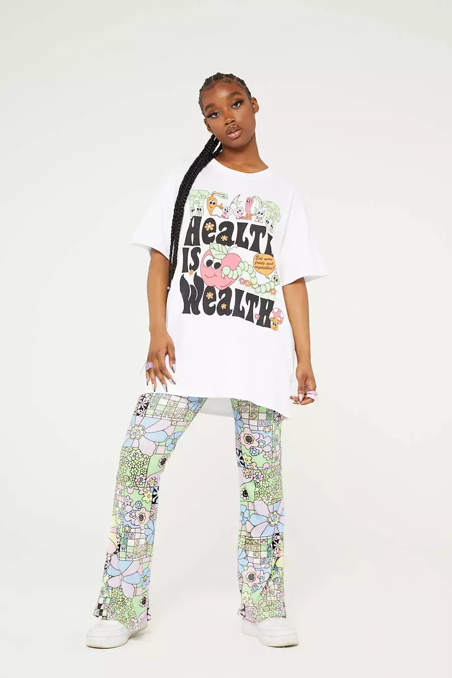 New Girl Order HEALTH IS WEALTH WHITE TEE