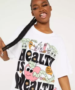 New Girl Order HEALTH IS WEALTH WHITE TEE