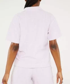 New Girl Order Tops NGO FLOWER LOGO TERRY SHIRT LILAC