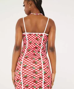 New Girl Order CHERRY CHECKERBOARD DRESS PINK