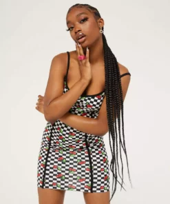 New Girl Order Tops CHERRY CHECKERBOARD DRESS