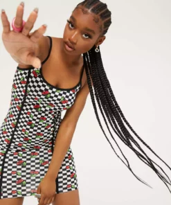 New Girl Order Tops CHERRY CHECKERBOARD DRESS