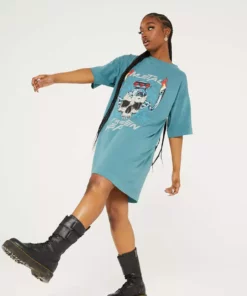 New Girl Order METAL FROM HEAVEN ACID WASH TSHIRT DRESS Tops