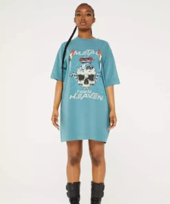 New Girl Order METAL FROM HEAVEN ACID WASH TSHIRT DRESS Tops