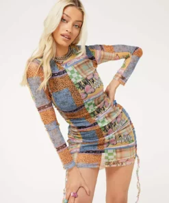 New Girl Order PATCHWORK DRESS LONG SLEEVE