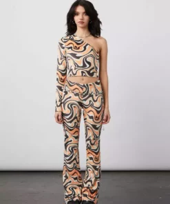 New Girl Order Tops ASYMMETRIC TRIPPY VELOUR TOP