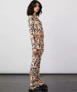 New Girl Order Tops ASYMMETRIC TRIPPY VELOUR TOP