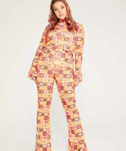New Girl Order FLOWER PRINT TROUSER CURVE Tops