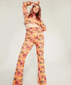 New Girl Order FLOWER PRINT LONG SLEEVE TOP CURVE Tops