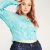 New Girl Order ABSTRACT BLUE CHECK SHIRT CURVE
