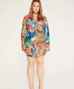 New Girl Order Tops COMIC PRINT SHIRT DRESS CURVE