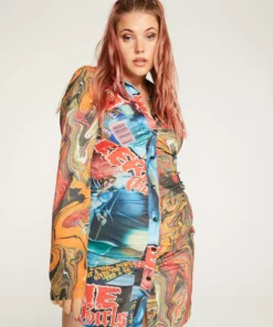 New Girl Order Tops COMIC PRINT SHIRT DRESS CURVE