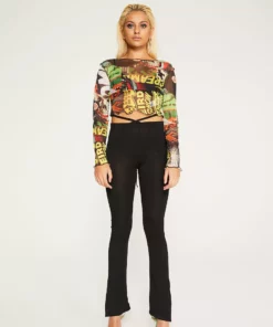 New Girl Order Tops HALLOWEEN COLLAGE MESH TOP