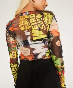 New Girl Order Tops HALLOWEEN COLLAGE MESH TOP