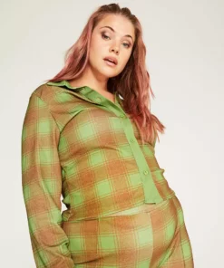 New Girl Order ALL OVER PRINT CHECK SHIRT CURVE