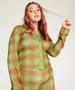 New Girl Order ALL OVER PRINT CHECK SHIRT CURVE