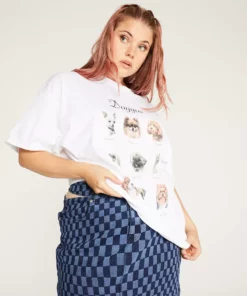 New Girl Order CUT OUT DENIM MINI SKIRT CURVE Tops