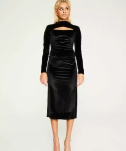 New Girl Order CUT OUT VELVET MIDI DRESS Tops