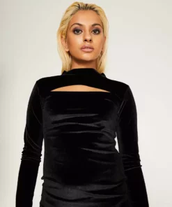 New Girl Order CUT OUT VELVET MIDI DRESS Tops