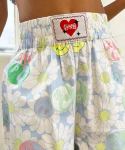 New Girl Order NEW IN SMILEY YIN YANG FLORAL CHEF PANT