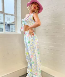 New Girl Order NEW IN SMILEY YIN YANG FLORAL CHEF PANT