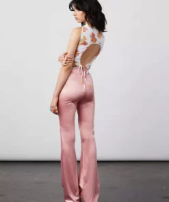 New Girl Order STRETCH SATIN FLARES - PINK Tops