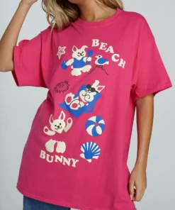 New Girl Order BEACH BUNNY PINK SHIRT NEW IN